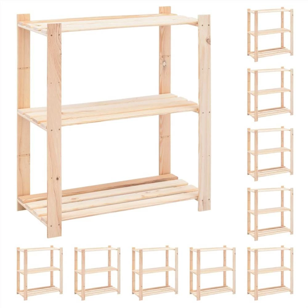 Discount β 3-Tier Storage Racks 10 pcs 80x38x90 cm Solid Pinewood 150 kg π₯