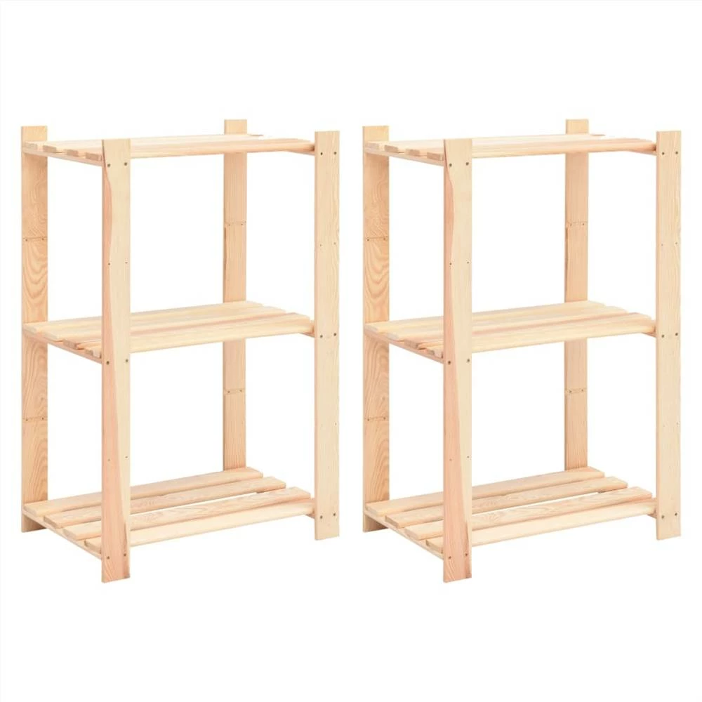 Cheap π― 3-Tier Storage Racks 2 pcs 60x38x90 cm Solid Pinewood 150 kg π