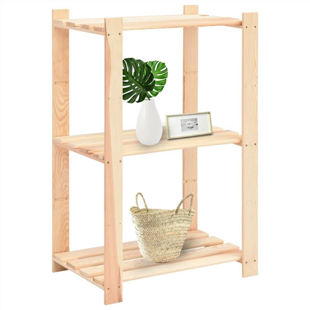 Cheap π― 3-Tier Storage Racks 2 pcs 60x38x90 cm Solid Pinewood 150 kg π - Image 2