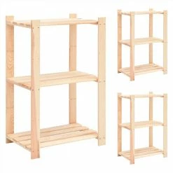 Buy 🔔 3-Tier Storage Racks 3 pcs 60x38x90 cm Solid Pinewood 150 kg ⌛