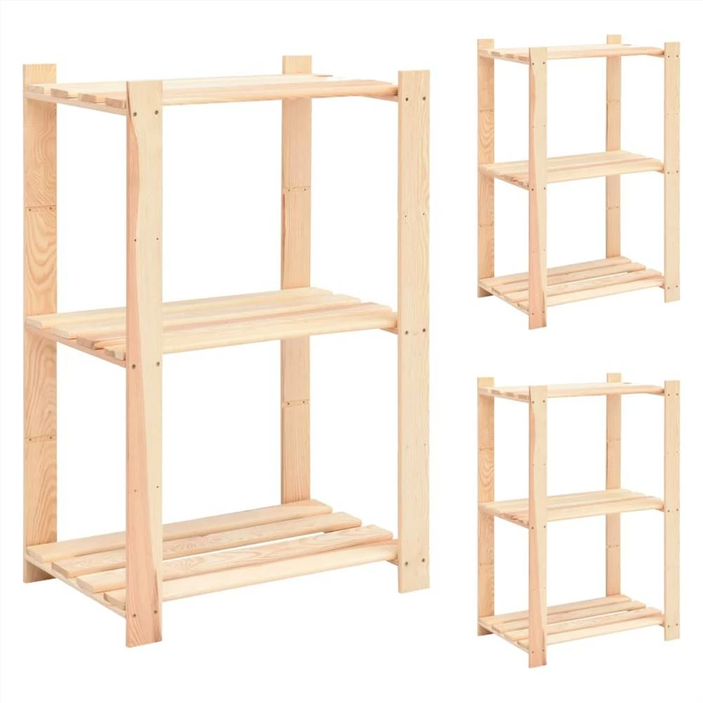 Buy π 3-Tier Storage Racks 3 pcs 60x38x90 cm Solid Pinewood 150 kg β