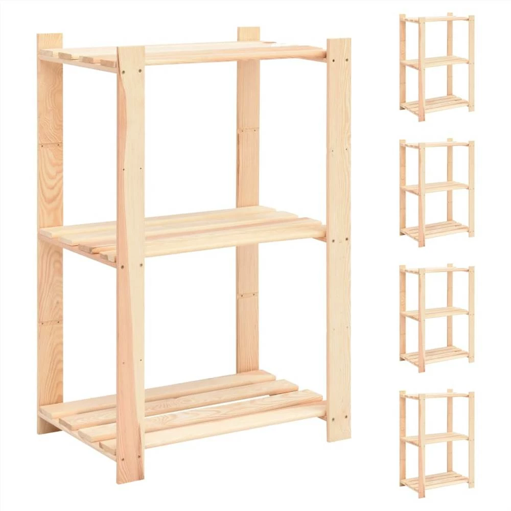 Top 10 π 3-Tier Storage Racks 5 pcs 60x38x90 cm Solid Pinewood 150 kg β€οΈ