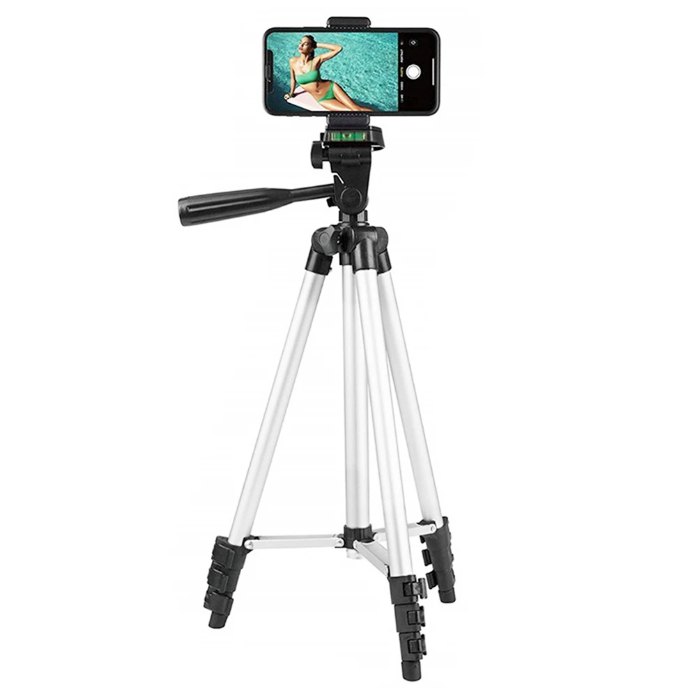 Coupon π 3120 Phone Tripod Stand 40inch Universal Photography for Gopro iPhone Samsung Xiaomi Huawei Phone Aluminum Travel Tripod - Silver Gray π―