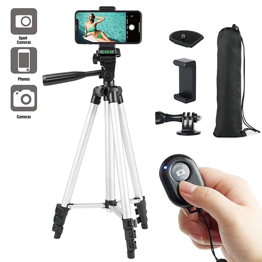 Coupon π 3120 Phone Tripod Stand 40inch Universal Photography for Gopro iPhone Samsung Xiaomi Huawei Phone Aluminum Travel Tripod - Silver Gray π― - Image 3