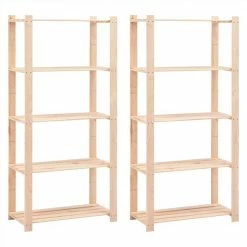 Buy π 5-Tier Storage Racks 2 pcs 80x38x170 cm Solid Pinewood 250 kg π