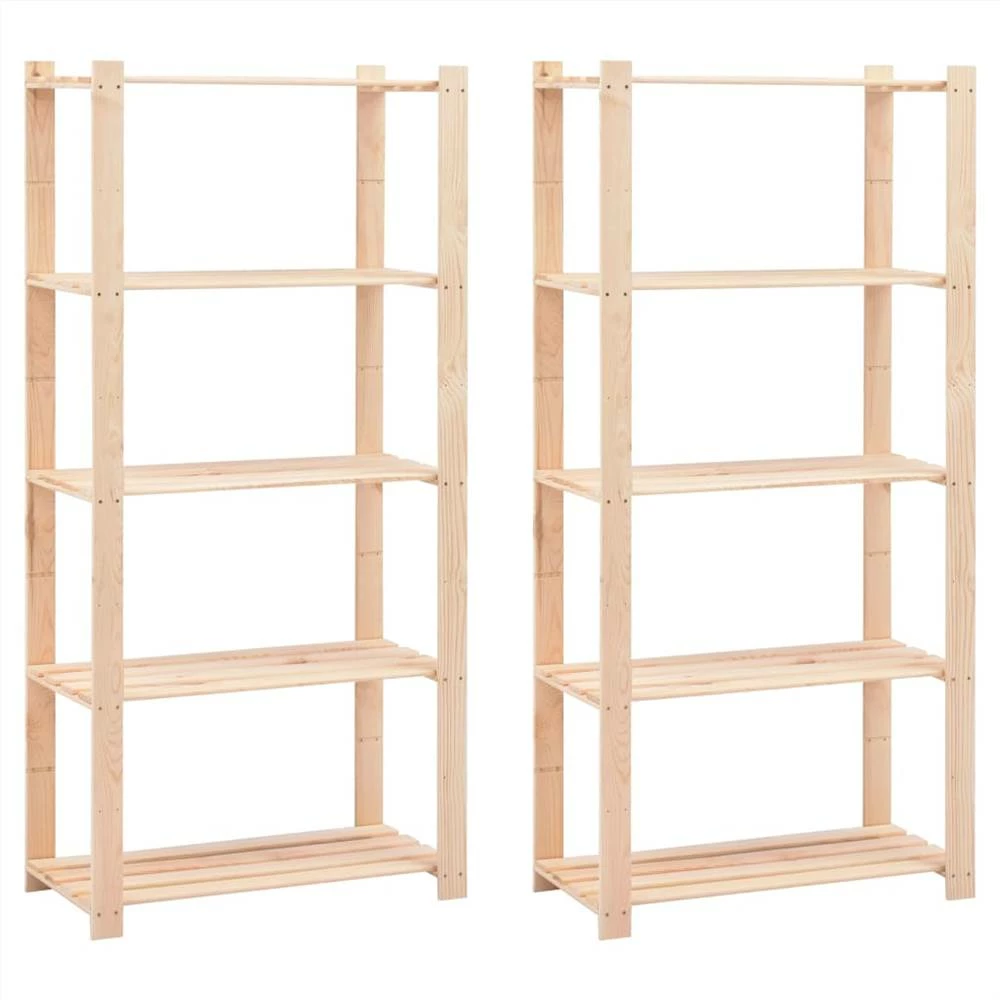 Outlet π 5-Tier Storage Racks 2 pcs 80x38x170 cm Solid Pinewood 250 kg π