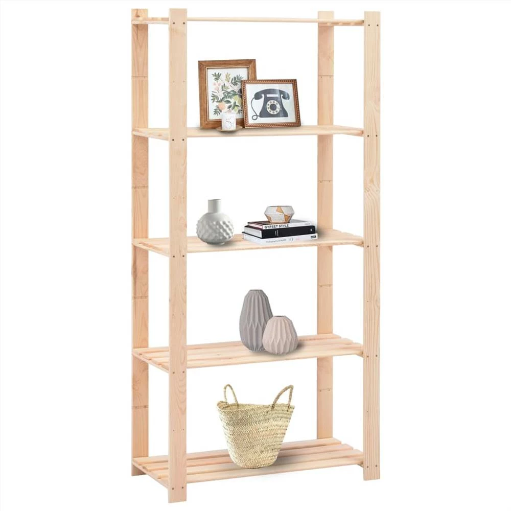 Outlet π 5-Tier Storage Racks 2 pcs 80x38x170 cm Solid Pinewood 250 kg π - Image 2