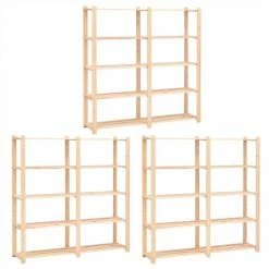 Wholesale ❤️ 5-Tier Storage Racks 3 pcs 170x38x170 cm Solid Pinewood 500 kg ⌛