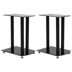 Best Sale 🧨 Aluminum Speaker Stands 2 pcs Black Safety Glass 🎉