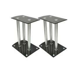 Budget 👏 Aluminum Speaker Stands Black Glass 2pcs ✔️