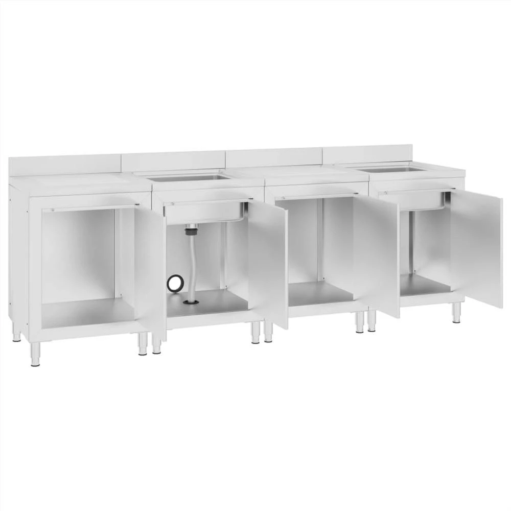 Cheap π Commercial Kitchen Sink Cabinet 240x60x96 cm Stainless Steel βοΈ - Image 4