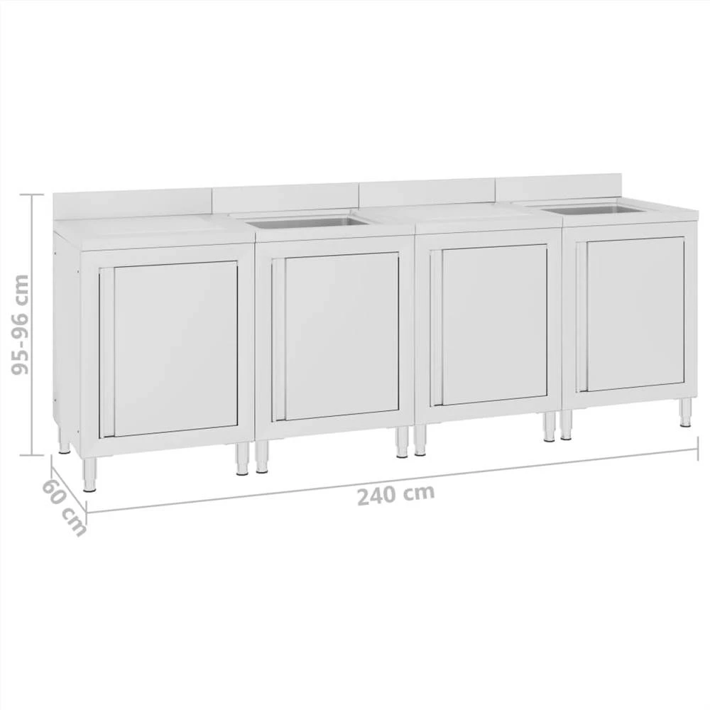 Cheap π Commercial Kitchen Sink Cabinet 240x60x96 cm Stainless Steel βοΈ - Image 6