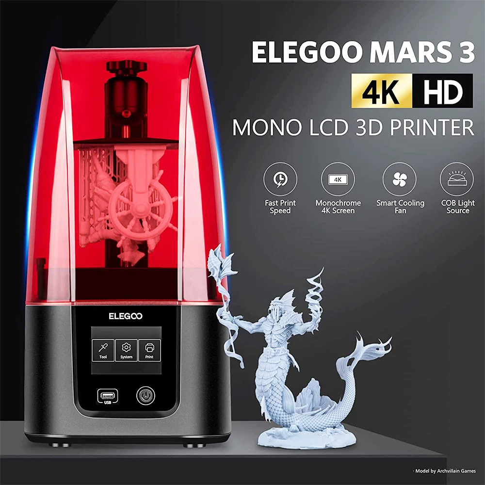 Best reviews of π₯ ELEGOO Mars 3 MSLA Resin 3D Printer 6.66 inches Ultra 4K Monochrome LCD Ultra-high Printing Accuracy 89.6x143.36x175mm π― - Image 4