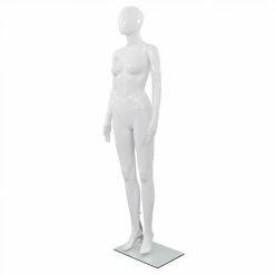 Best deal 🛒 Full Body Female Mannequin with Glass Base Glossy White 175 cm 🎉