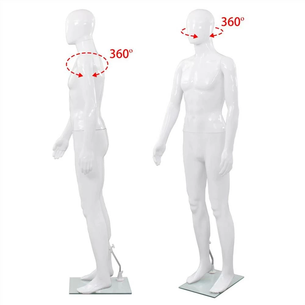 Hot Sale π Full Body Male Mannequin with Glass Base Glossy White 185 cm β - Image 6