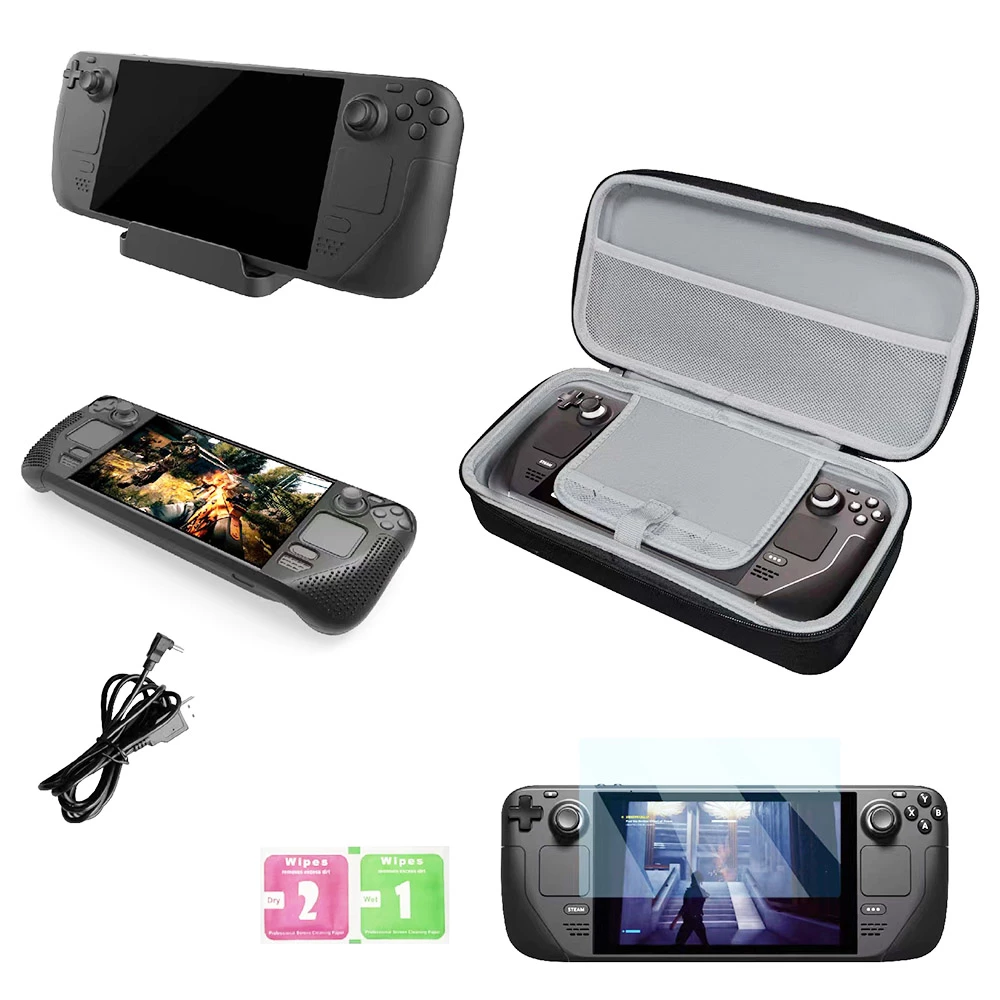 Best deal π GP-808 Steam Deck 5 in 1 Storage Bag Including Bag, Silicone Case, Bracket, Data Cable, Tempered Film π₯ - Image 2