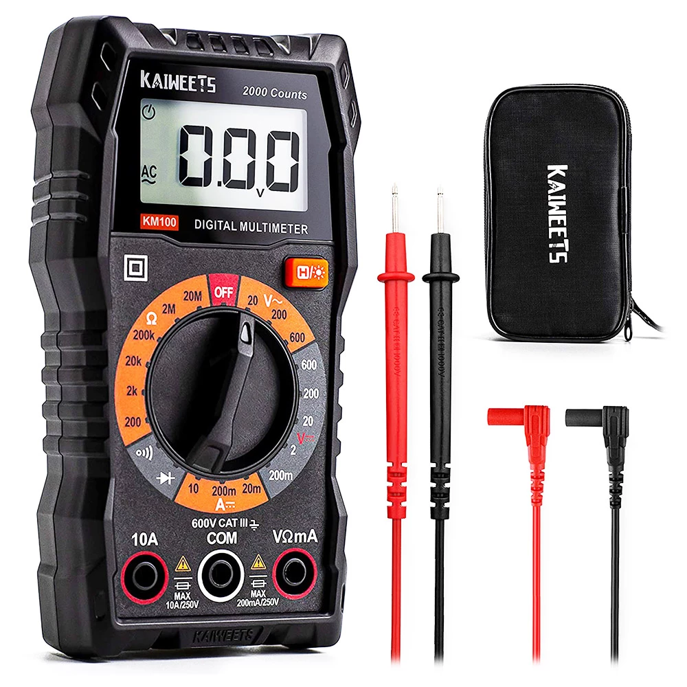 Cheapest π KAIWEETS KM100 Digital Multimeter with Case, DC AC Voltmeter, Ohm Volt Amp Test Meter and Continuity Test Diode Voltage Tester β - Image 3