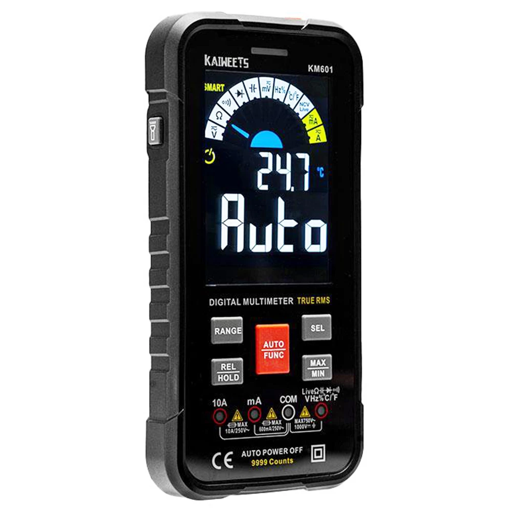 New π KAIWEETS KM601 Digital Multimeter 10000 Counts True-RMS Meter Smart Mode Manual Mode LED Lightning Jacks Auto-Lock π - Image 2
