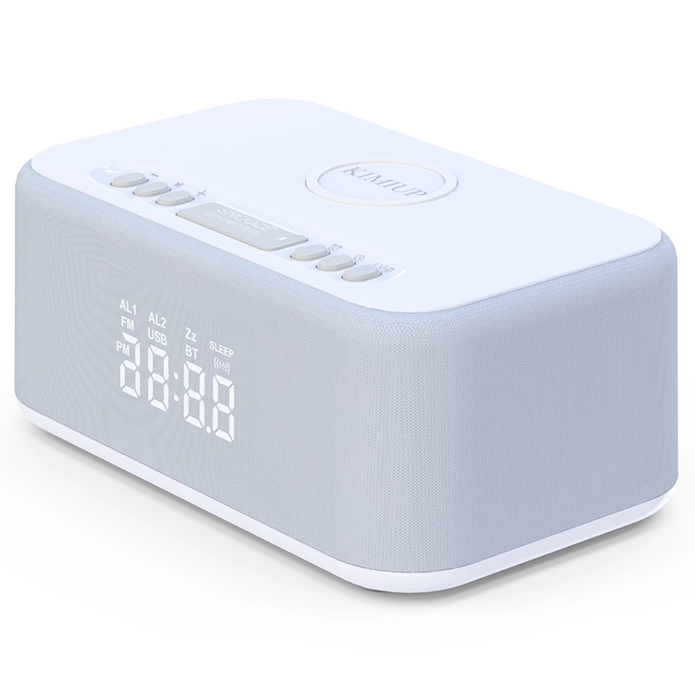 Brand new π KIMIUP 101 Desktop Wireless Charging Bluetooth Speaker LED Alarm Clock with FM Radio β - Image 5