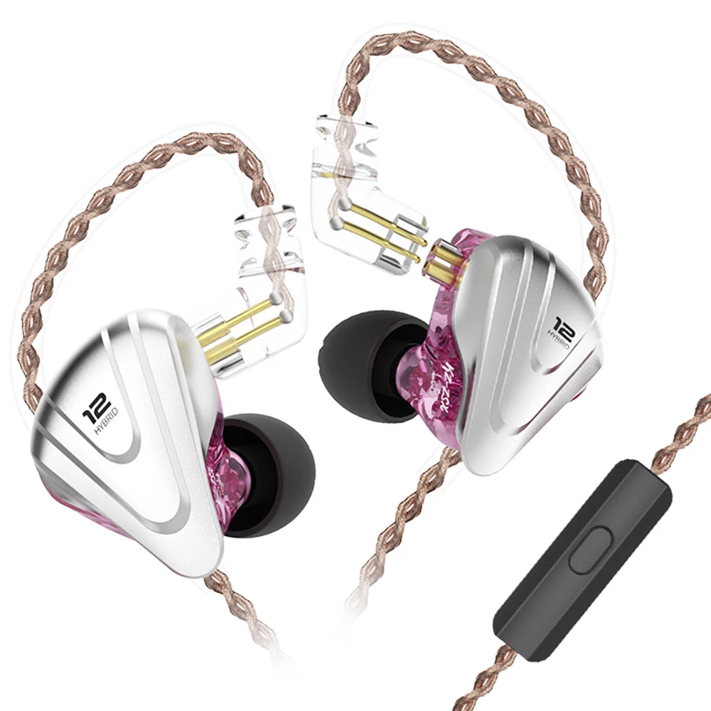 Budget π KZ ZSX Terminator Metal In Ear Earphones 12 Units Hybrid 5BA+1DD HIFI Bass Wired Earbuds with Mic- Purple π - Image 2