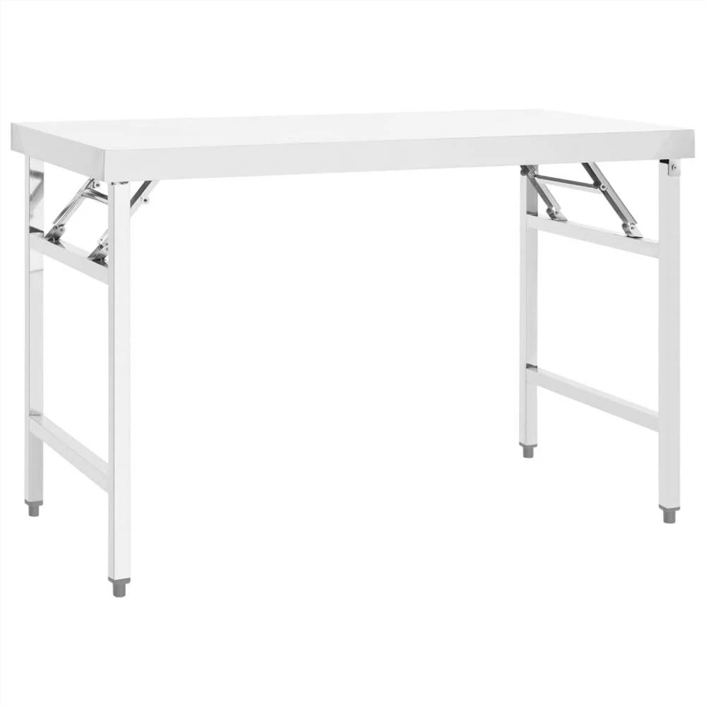 Coupon 𧨠Kitchen Folding Work Table 120x60x80 cm Stainless Steel π