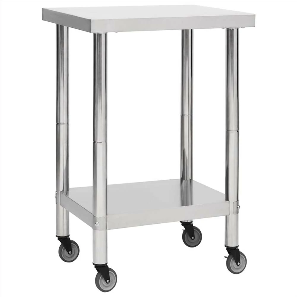 Coupon π Kitchen Work Table with Wheels 60x60x85 cm Stainless Steel π₯