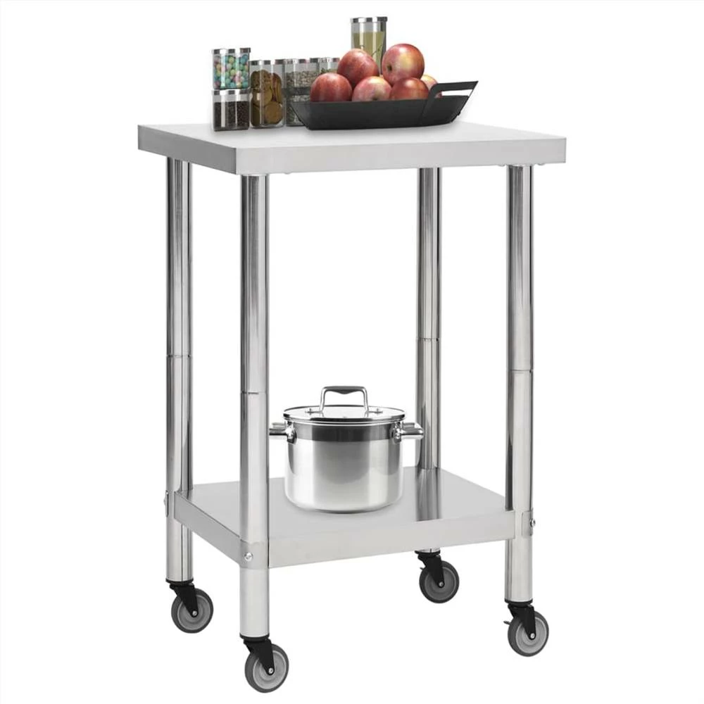 Coupon π Kitchen Work Table with Wheels 60x60x85 cm Stainless Steel π₯ - Image 2
