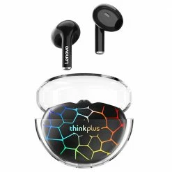 Brand new 😀 Lenovo Thinkplus LP80 Pro RGB LED Lights Earphones Wireless Bluetooth Dynamic Low Latency Gaming Sports Earbuds - Black 😍