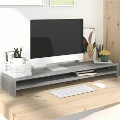 Hot Sale 🥰 Monitor Stand Grey Sonoma 100x24x13 cm Engineered Wood 🤩