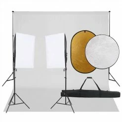 Best Pirce 🌟 Photo Studio Kit with Light Set, Backdrop and Reflector ✔️