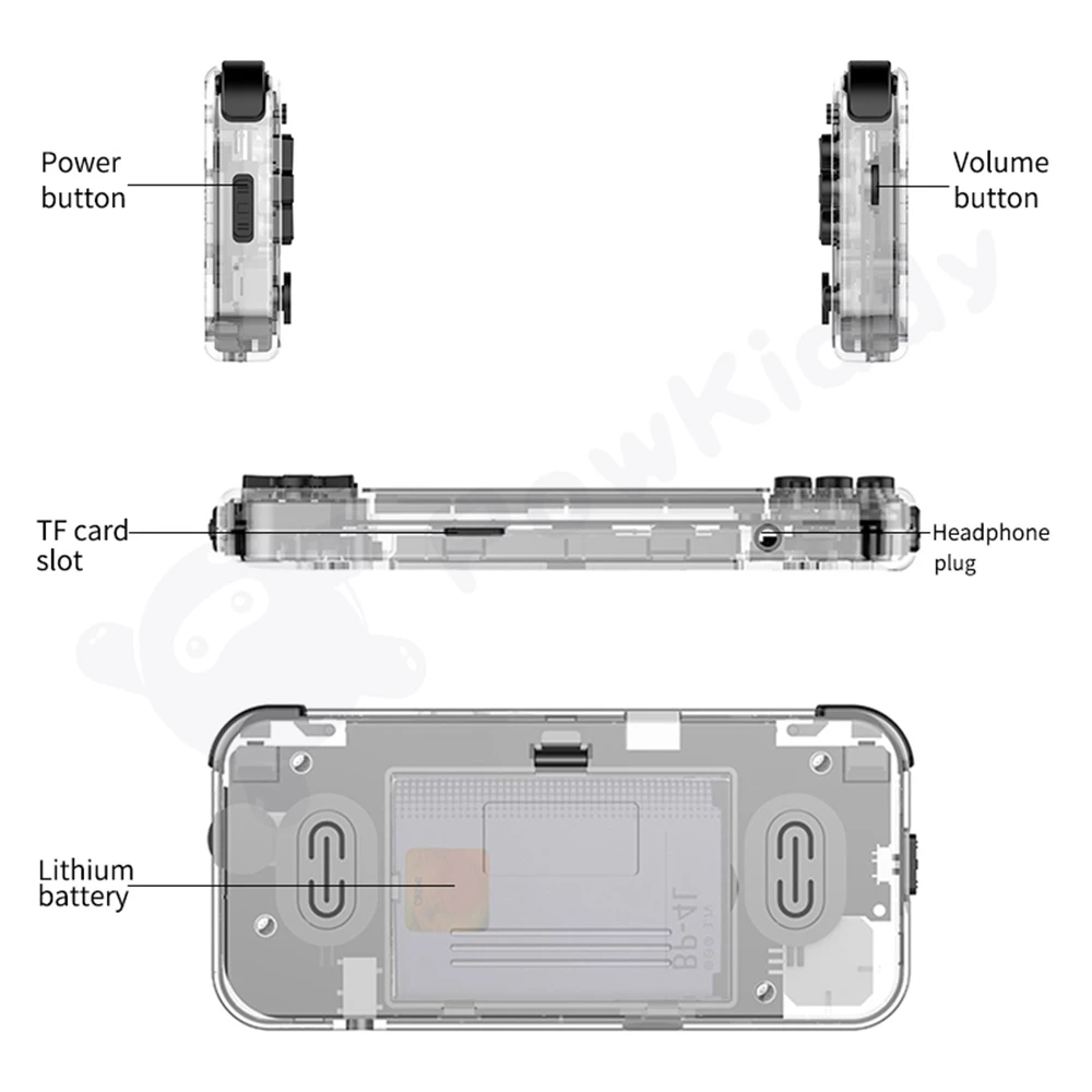 Hot Sale 𧨠Powkiddy Q90 16GB Open Source Game Console 4000 Games 3.0' HD IPS Screen Linux System Type-C 1500mAh Battery Built-in Speaker - Transparent White π― - Image 5