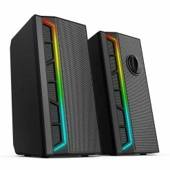 Buy 🛒 Redragon GS580 Calliope RGB Desktop PC Speakers, 2.0 Channel Enhanced Sound and Volume Control with 3.5mm Cable - Black 😍