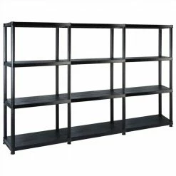 Best Pirce 💯 Storage Shelf 4-Tier Black 183x30.5x130 cm Plastic 🌟