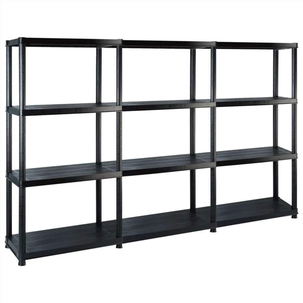 Best Pirce 💯 Storage Shelf 4-Tier Black 183x30.5x130 cm Plastic 🌟