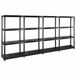 Best deal ✨ Storage Shelf 4-Tier Black 244x30.5x130 cm Plastic ⌛
