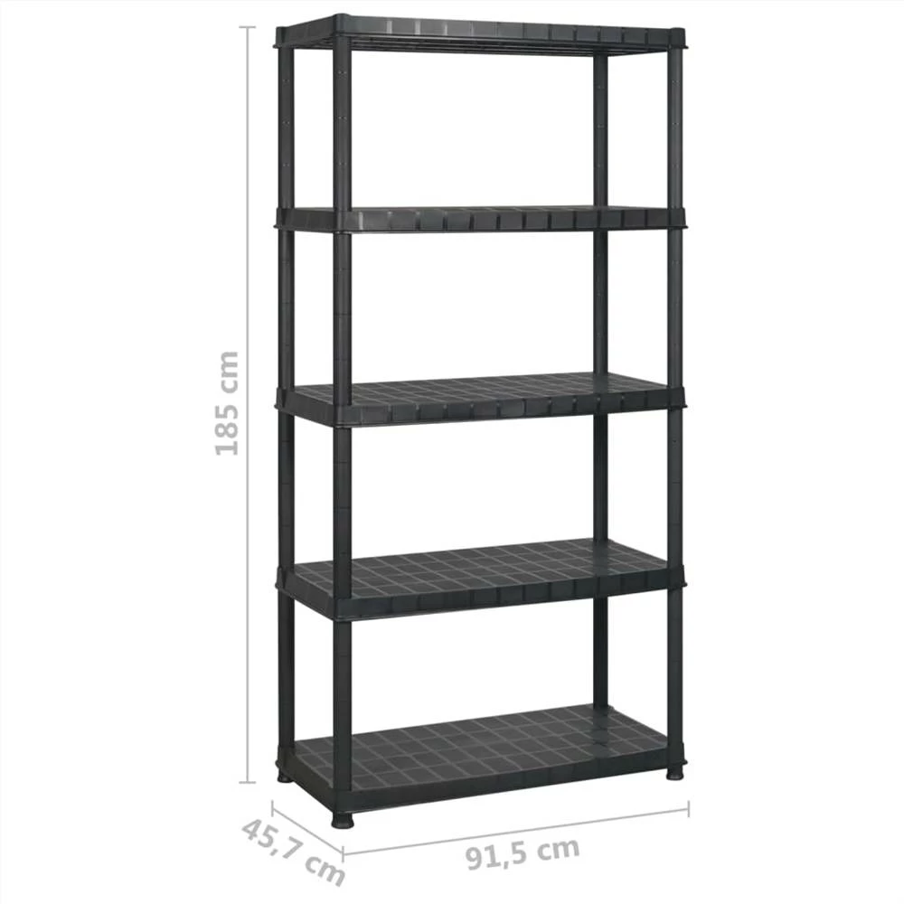 Flash Sale π Storage Shelf 5-Tier Black 274.5x45.7x185 cm Plastic π - Image 6