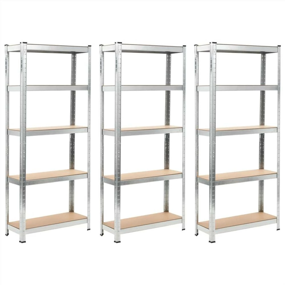 New β¨ Storage Shelves 3 pcs Silver 75x30x172 cm Steel and MDF βοΈ
