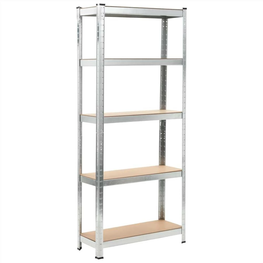 New β¨ Storage Shelves 3 pcs Silver 75x30x172 cm Steel and MDF βοΈ - Image 2