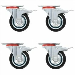Cheapest 👏 Swivel Casters with Double Brakes 4 pcs 75 mm 🎁