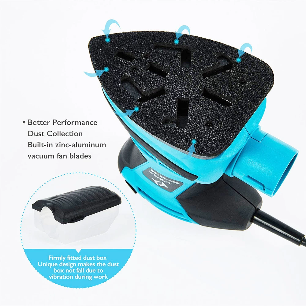 Brand new π Tilswall Mouse Sander 200W 15,000 RPM Sanders with 12pcs Sanding Pads 140x140x100mm π - Image 3