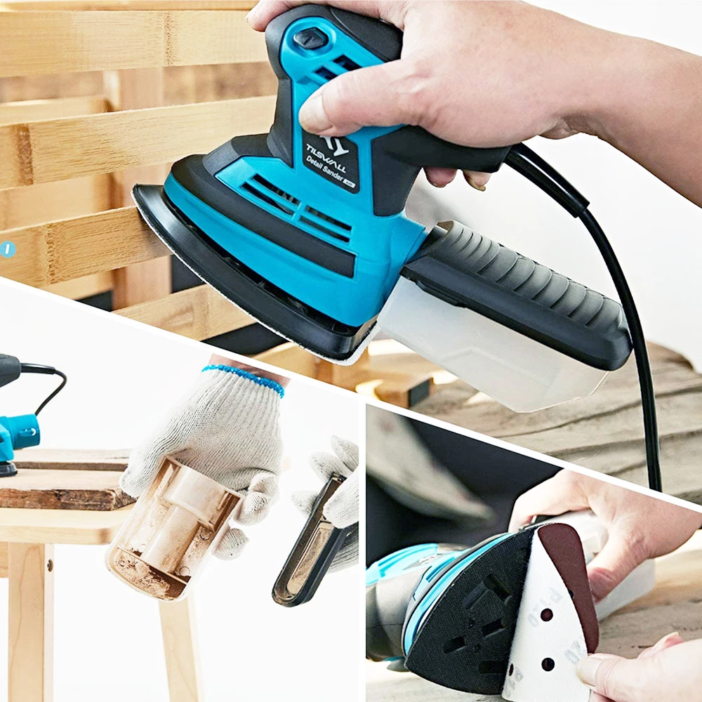 Brand new π Tilswall Mouse Sander 200W 15,000 RPM Sanders with 12pcs Sanding Pads 140x140x100mm π - Image 5