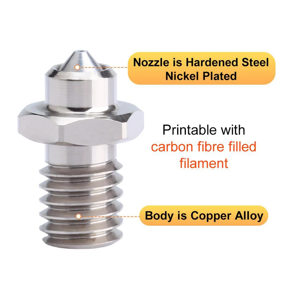 Promo π Trianglelab M6 ZS 0.4mm Nozzle, Hardened Steel Copper Alloy, High Temperature Resistant, for V6 Hotend 3D Printer 𧨠- Image 2