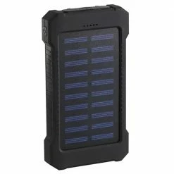Coupon ⭐ Waterproof 20000mAh Solar Power Bank with Compass, Portable Mobile Phone Charger Battery Pack, 2 USB Outputs - Black 👏