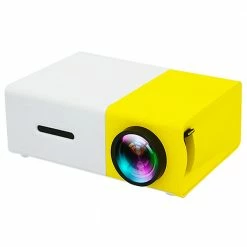 Promo π€© YG300 Mini LED Projector Native320x240P Support 1080P 600LM - Yellow + White π