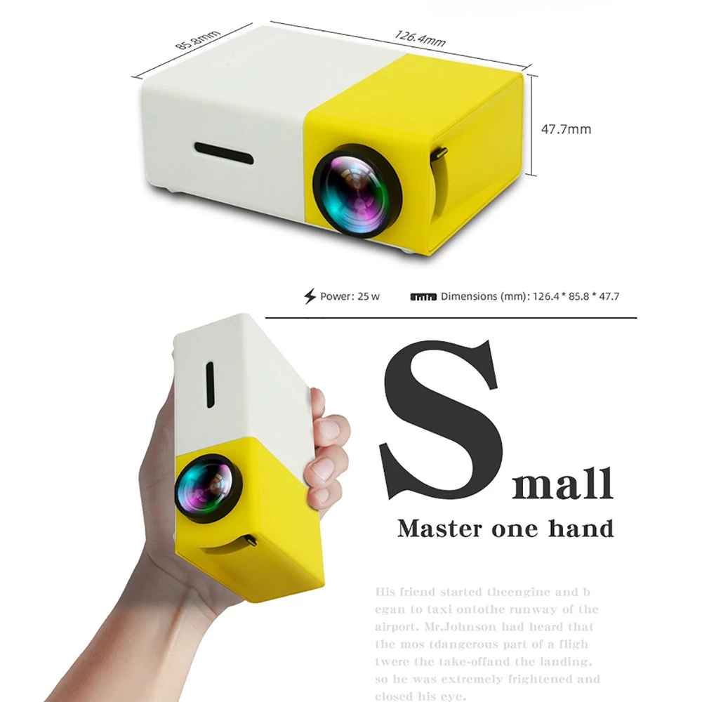 Promo π€© YG300 Mini LED Projector Native320x240P Support 1080P 600LM - Yellow + White π - Image 4