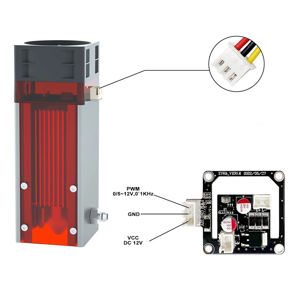 Brand new π₯° ZBAITU C80-EAIR 10W Laser Module with Air Assist, Fixed-focus, 0.08x0.08mm Spot, Eye Protection, Single Fan π - Image 6