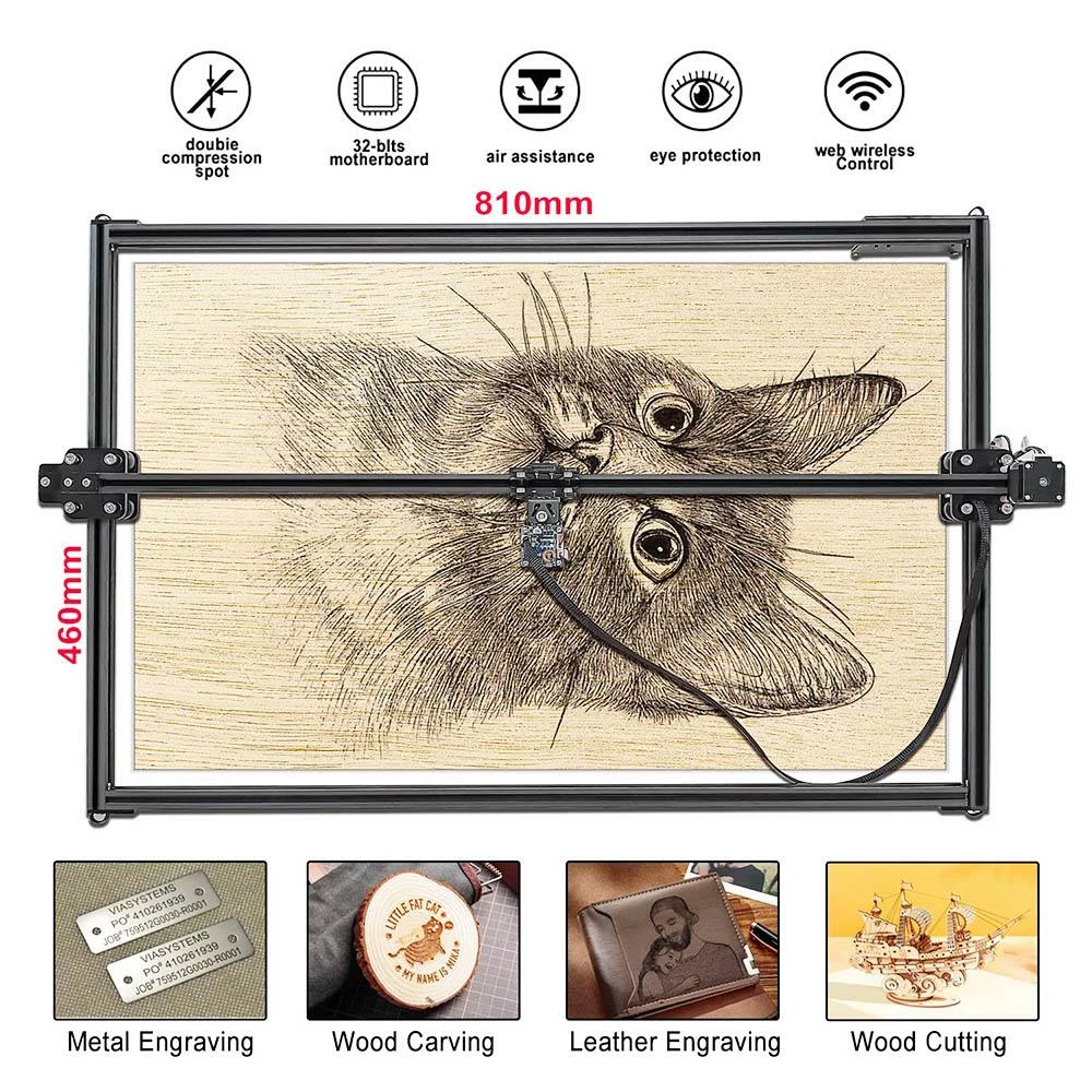Coupon β¨ ZBAITU M81 10W CNC Laser Engraver, 0.08mm Compressed Spot, Focus Free, Offline Engraving, Cuts 10mm Wood in One Pass, 460*810mm π₯ - Image 2