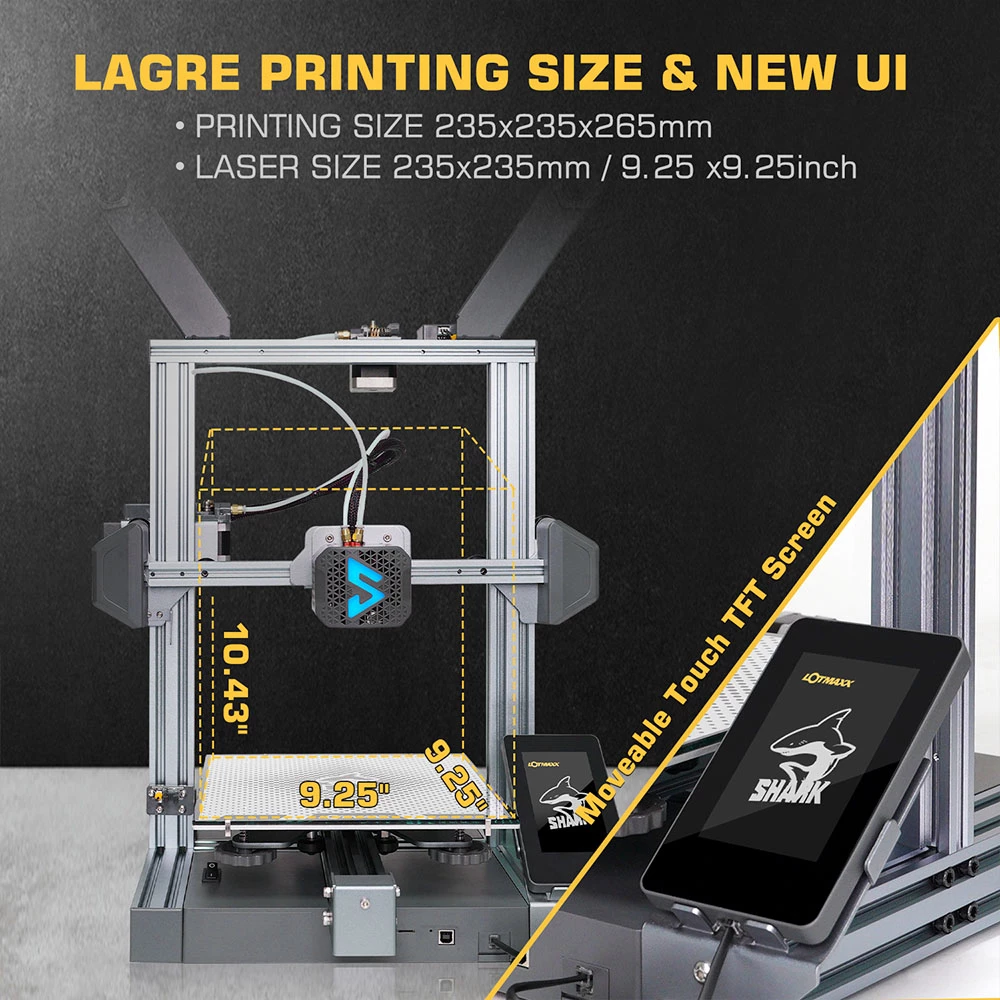 Cheapest π LOTMAXX Shark V3 3D Printer Laser Engraver, Auto Leveling, Dual Extruder, Dual-Color Printing, Glass Build Plate, 235*235*265mm π - Image 5