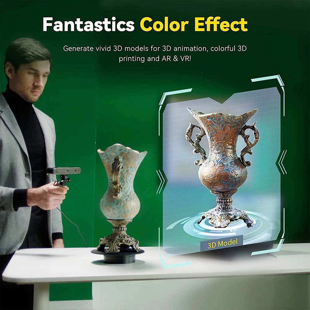 New โญ Revopoint POP 2 3D Scanner Premium Edition, Handheld and Turnable 2 in 1, 0.1mm Accuracy, 0.15mm Point Distance, 10Hz FPS, 6DoF Gyro, Color Effect, 5000 mA Power Bank, Compatible with iOS Android Windows ๐ - Image 2