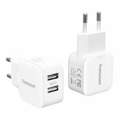 Promo ❤️ Tronsmart [2 Pack] W02 Dual Port USB Wall Charger 12W VoltiQ for iPhone iPad Samsung - EU 🎁